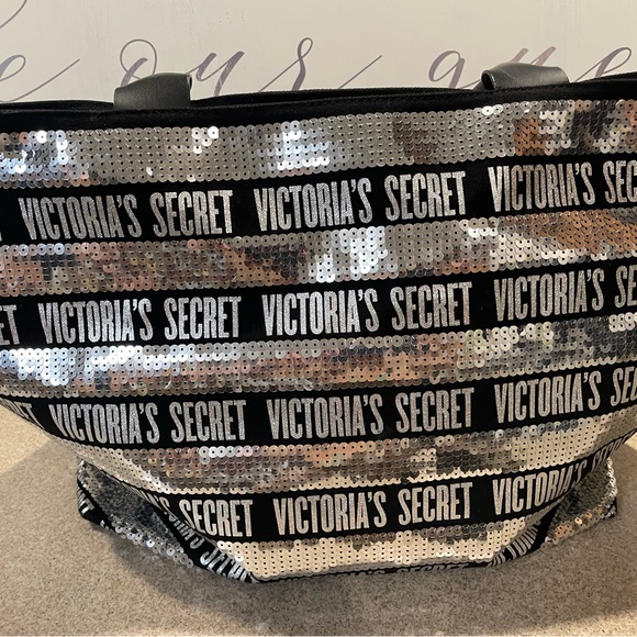 Victoria's Secret Black and Silver Sequin Tote Bag - Picture 7 of 10